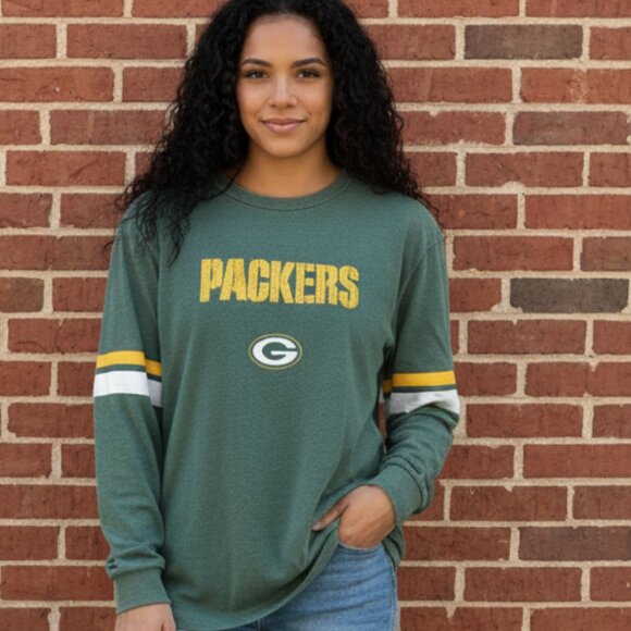 🏈 Vintage Green Bay Packers Long Sleeve T-Shirt - NFL Team Apparel L - Picture 1 of 5